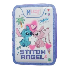 Must: Disney Stitch & Angel dwupoziomowy wypełniony piórnik 15x5x21cm