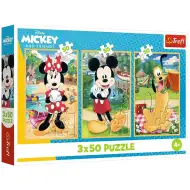 Myszka Miki Wakacje z przyjaciółmi 3x50 elementów puzzle - Trefl