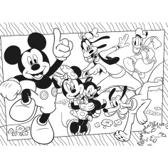 Myszka Miki i przyjaciele 2 w 1 puzzle ekologiczne 60 elementów i kolorowanka 70x50 cm - Lisciani zdjęcie 3