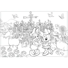 Myszka Minnie 2 w 1 maxi puzzle 150 elementów i kolorowanka 70x50 cm - Lisciani zdjęcie 2