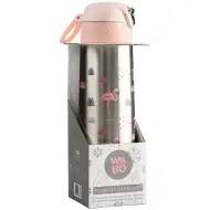 Nebulo: Stalowy termos Wabo z motywem srebrnego flaminga, 450 ml