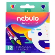 Nebulo: Zestaw kolorowych trójkątnych kredek woskowych 12 sztuk
