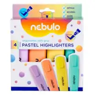 Nebulo: Zestaw zakreślaczy w pastelowych kolorach, 4 sztuki