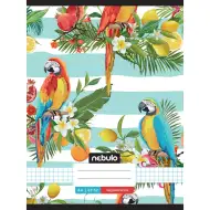 Nebulo: Zszyty zeszyt w kratkę w paski z papugim wzorem 87-32 A/4