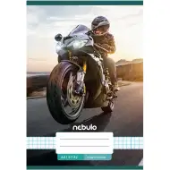 Nebulo: Zszyty zeszyt w kratkę z motywem wyścigowego motocykla 27-32 A/5