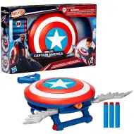 Nerf: Kapitan Ameryka - Blaster Skyshot z tarczą do wystrzeliwania gąbek Szczęśliwy Nowy Świat - Hasbro