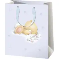 Niebieska torba prezentowa z misiem 11x15x6cm