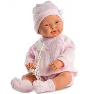 Niemowlęca lalka dziewczynka w różowym ubranku, 45 cm
