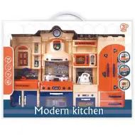 Nowoczesny zestaw kuchenny Modern Kitchen niebiesko-pomarańczowy ze światłem i dźwiękiem.