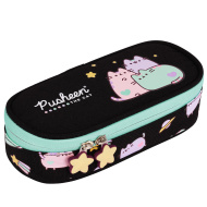 Owalny piórnik z kotkiem Pusheen w kolorze turkusowo-czarnym, 23 cm