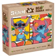 Owocowa przygoda Lilo i Stitch 2 w 1, 48-elementowe ekologiczne mini puzzle i kolorowanka 35x25 cm – Lisciani