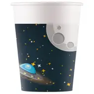 Papierowe kubki z motywem księżyca i spodka „Kosmiczna przygoda”, zestaw 8 sztuk, 200 ml