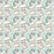 Pastelowy papier do pakowania z jednorożcami, 100x70 cm