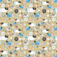 Pastelowy papier do pakowania z pieskami 100x70 cm