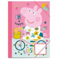 Peppa świnka jeździ na rowerze, gumowa teczka 25x35 cm