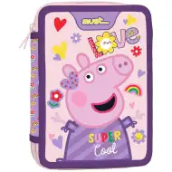 Piórnik dwupoziomowy z wyposażeniem Peppa Pig 15x21x5cm