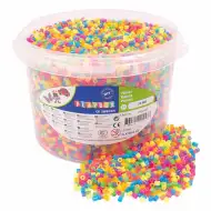 PlayBox: 5 mm neonowe kolorowe koraliki MIDI do prasowania w wiaderku, opakowanie 20 000 sztuk