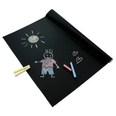 PlayBox: Czarna tablica kredowa w rolce z kolorowymi kredami 200x45cm zdjęcie 2