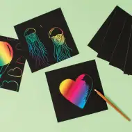 PlayBox: Czarny woskowy papier do zdrapywania 15 x 15 cm, zestaw 10 szt.