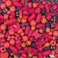 PlayBox: Drewniane koraliki do nawlekania w kolorach różowym i fioletowym, zestaw 250g