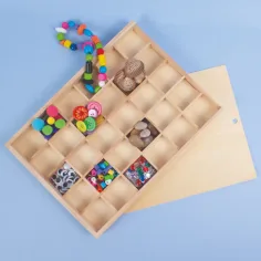 PlayBox: Drewniane pudełko do przechowywania z przesuwanym wiekiem, 30 przegródek zdjęcie 2