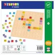 PlayBox: Kolorowa drewniana zabawka edukacyjna ABC 25x25 cm