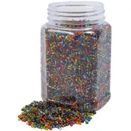 PlayBox: Kolorowe, przezroczyste, plastikowe koraliki do nawlekania 2-3 mm, 500 g