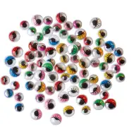 PlayBox: Kolorowe ruchome oczy z rzęsami 7-10mm, zestaw 230 sztuk
