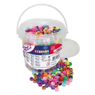 PlayBox: Plastikowe nawlekane koraliki w metalicznych kolorach w wiaderku, 1000 sztuk