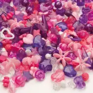 PlayBox: Plastikowe nawlekane koraliki zestaw 1000 sztuk w kolorach różowym i fioletowym