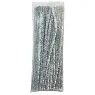 PlayBox: Srebrne druciki chenille 100 sztuk 6 mm