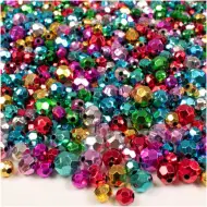 PlayBox: Zestaw kolorowych nawlekanych koralików w kształcie diamentu o rozmiarach 8, 10 i 12 mm, 500 g