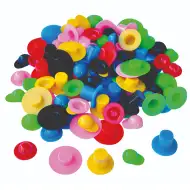 PlayBox: Zestaw kolorowych plastikowych czapek i kapeluszy, 144 sztuki