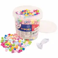 PlayBox: kolorowe koraliki do nawlekania w wiaderku, 1200 sztuk