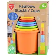 Playgo: Tęczowy zestaw kubków do budowania z recyklingowanego plastiku, 8-częściowy zestaw