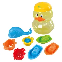 Playgo: Zestaw kąpielowy dla niemowląt w pojemniku w kształcie kaczki, zestaw 8-częściowy zdjęcie 2