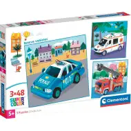 Pojazdy ratunkowe 3x48 elementów Supercolor puzzle - Clementoni
