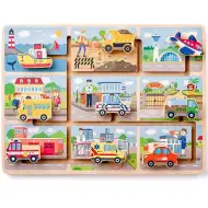 Pojazdy w labiryncie drewniana zabawka edukacyjna - Woodyland