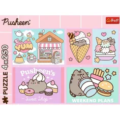 Poznaj kotkę Pusheen 4x250-elementowe puzzle - Trefl zdjęcie 2
