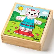 Przebieranka drewniana puzzle kotek 18 elementów - Woodyland