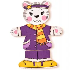 Przebieranka drewniana puzzle kotek 18 elementów - Woodyland zdjęcie 2