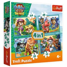 Psi Patrol – Przygody na Wyspie Dinozaurów, zestaw puzzli 4 w 1 - Trefl