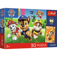 Psi Patrol 30-elementowe puzzle Premium Plus z plakatem dla dzieci - Trefl