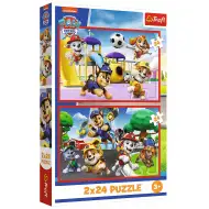 Psi Patrol grający dzień 2x24-elementowe puzzle - Trefl