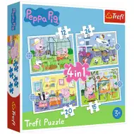 Puzzle 4 w 1 Peppa Pig Wakacyjne wspomnienia - Trefl