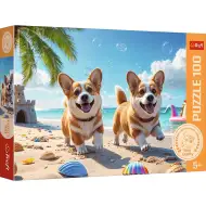 Puzzle z 100 elementów z pieskami rasy corgi – Trefl