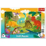 Puzzle z dinozaurami 15 elementów w ramce - Trefl