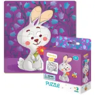 Puzzle z króliczkiem, 16 elementów i kolorowanka