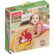 Quercetti: PlayBio Fantastyczne stworzenia 4 w 1 drewniane puzzle