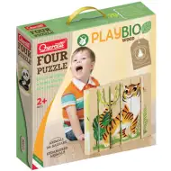 Quercetti: PlayBio Zagrożone zwierzęta 4 w 1 drewniane puzzle